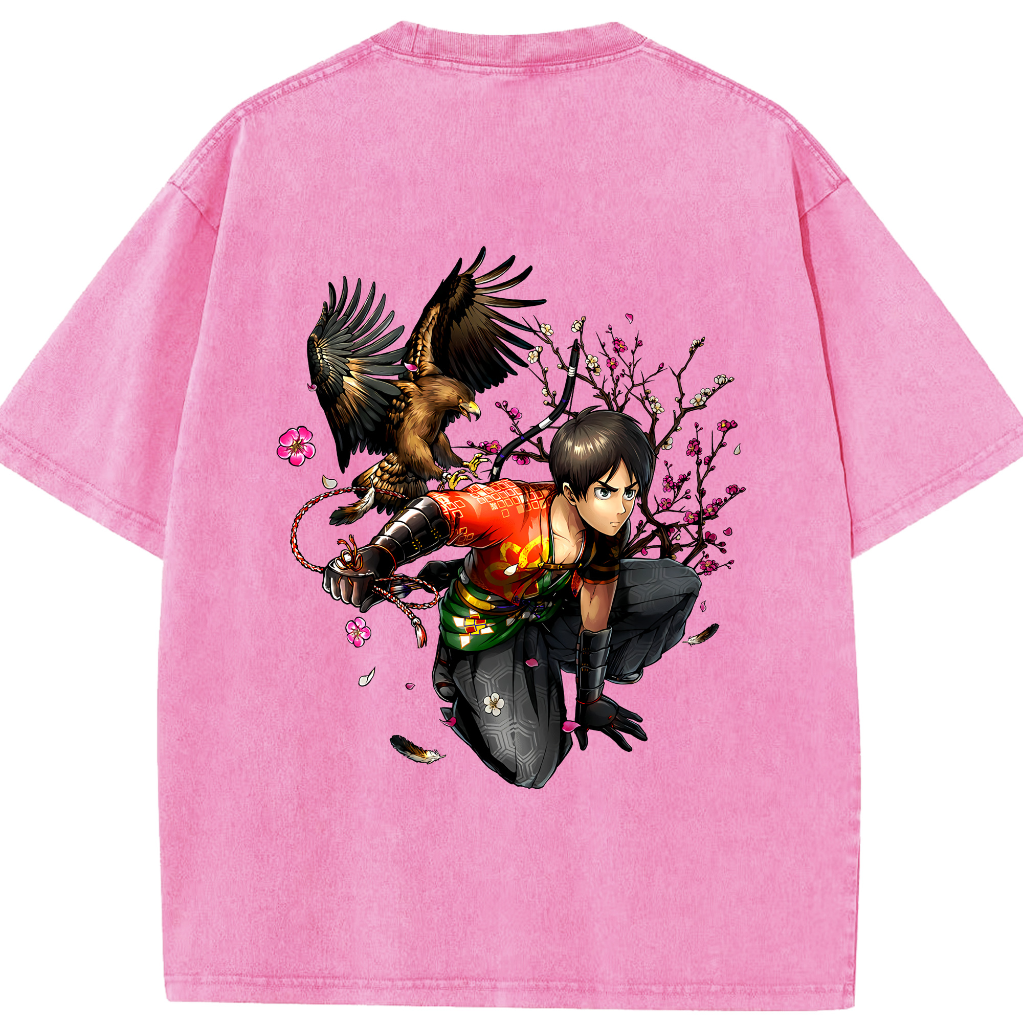 （画像用） 進撃の巨人 エレン･イェーガー Attack on Titan Eren Jäger 綿100% ヴィンテージ風 半袖Tシャツ（背面プリント）